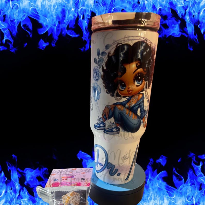 Personalized 40oz Tumbler w/Betty Boop handle and straw; Stanley Dupe; Personalized Betty Boop Tumbler; Vacation Tumbler; image 7