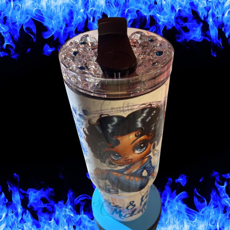 Personalized 40oz Tumbler w/Betty Boop handle and straw; Stanley Dupe; Personalized Betty Boop Tumbler; Vacation Tumbler; image 3