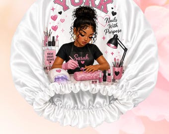 Personalized Silk Satin Bonnet | Custom Sleep Cap | Double-Layer Hair Protection for Curly & Natural Hair | Custom Night Cap | Gift for Her