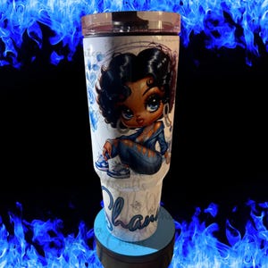 Personalized 40oz Tumbler w/Betty Boop handle and straw; Stanley Dupe; Personalized Betty Boop Tumbler; Vacation Tumbler; image 6