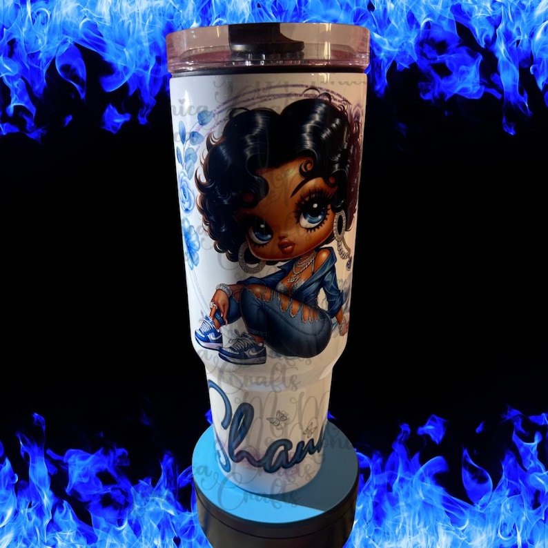 Personalized 40oz Tumbler w/Betty Boop handle and straw; Stanley Dupe; Personalized Betty Boop Tumbler; Vacation Tumbler; image 6