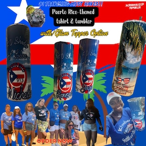 Puerto Rico-Themed Personalized 20 oz Stainless Steel Skinny Tumbler