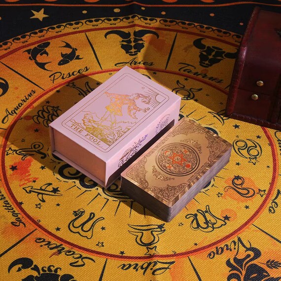 Rose Gold Tarot Deck, Tarot Cards Deck With Guidebook, Luxury Gift Box.