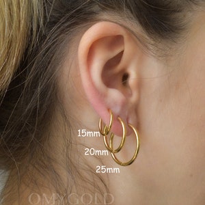 Gold Filled Hoop Earrings, Thin Hoop Earrings, Small Large Huggie Jewelry, Women Earrings, Dainty Pool Shower Ready WATERPROOF BTS Jewelry