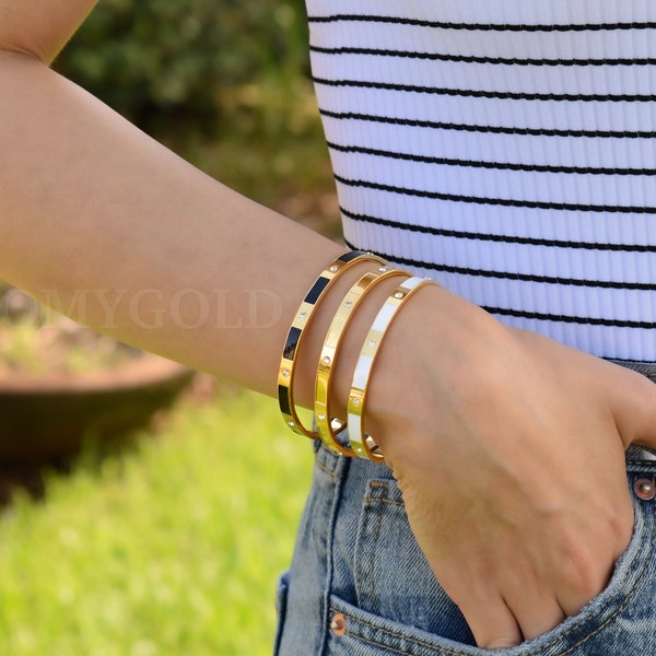 GOLD FILLED Cuff Bracelet - Adjustable Gold Bangle Bracelet Stackable Minimalist Bracelet Engraved Bracelet WATERPROOF Her Personalized Gift