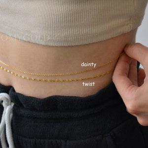 Gold Filled Belly Chain Dance Waist Plus Size Beads Chain Women Paper Link Figaro Body Jewelry Bikini Pool Chains with Dangle Christmas Gift image 2