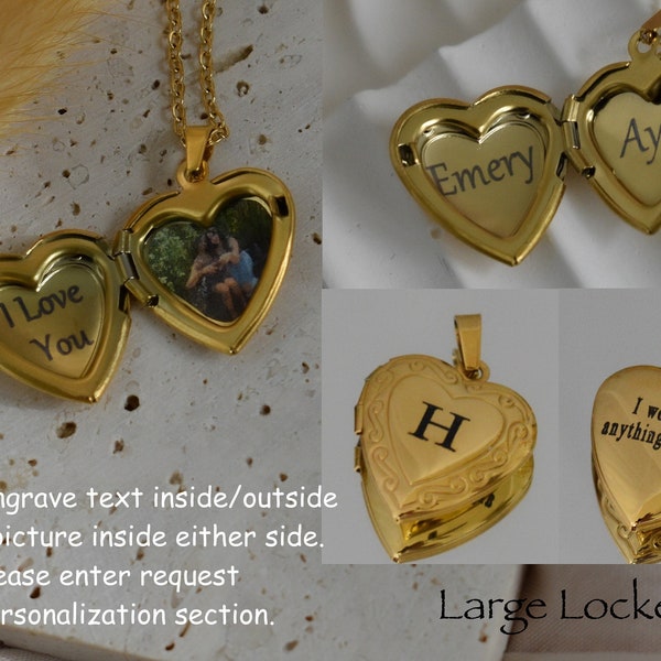 Heart Locket Necklace - Gold Locket for Picture Memorial Best Gift For Birthday WATERPROOF Twist Chain Gold Christmas Her Personalized Gifts