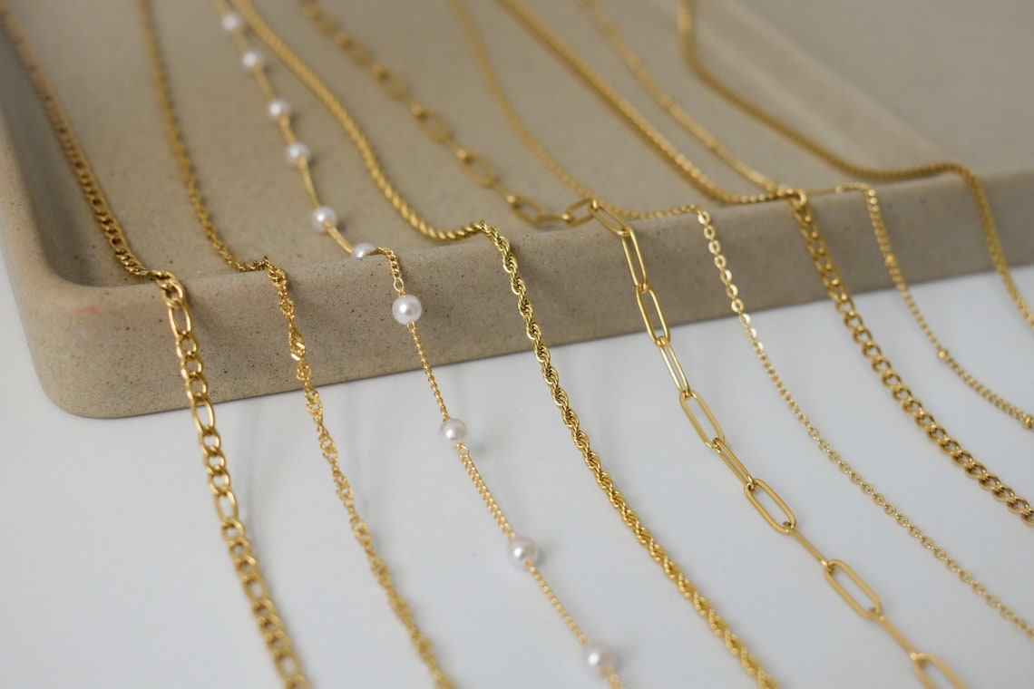 18K Gold Filled Chain Waterproof Non Tarnish Shower Ready Etsy