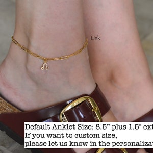 Gold Filled Initial Letter Anklet, Pearl Anklet, Figaro Chain Anklet, A M C J E G Link Chain, Zodiac Pendant Anklet WATERPROOF Gift Jewelry Link