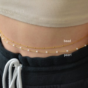 Gold Filled Belly Chain Dance Waist Plus Size Beads Chain Women Paper Link Figaro Body Jewelry Bikini Pool Chains with Dangle Christmas Gift image 4