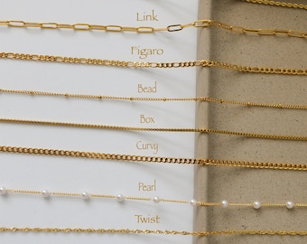 18K Gold Filled Chain Necklace Waterproof Non Tarnish Shower Ready Necklaces Chains Daily Wear Jewelry Personalized Valentines Day Best Gift