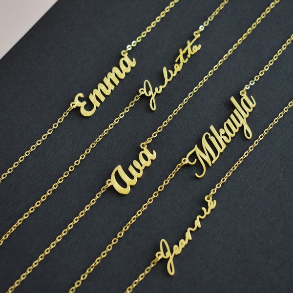 Name Necklace, Gold Filled Name Necklace, Custom Name Necklace, Personalized Gifts, Minimalist Necklace, Handwriting Necklace, WATERPROOF