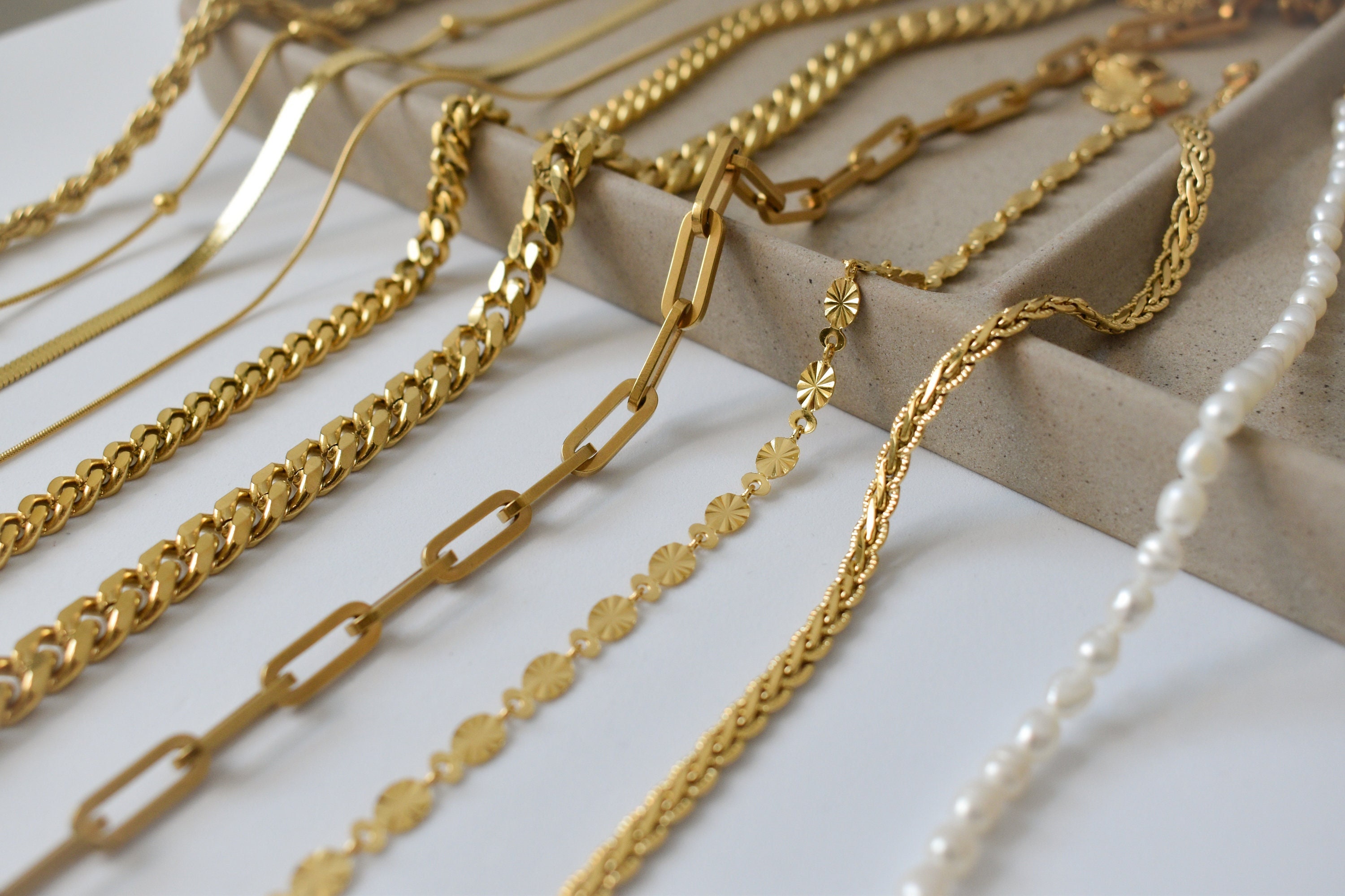Gold Filled Chain Necklace Thick Cable Chain Waterproof Non Tarnish  Necklace Chains Women Necklace Mens Jewelry Kids Chain 