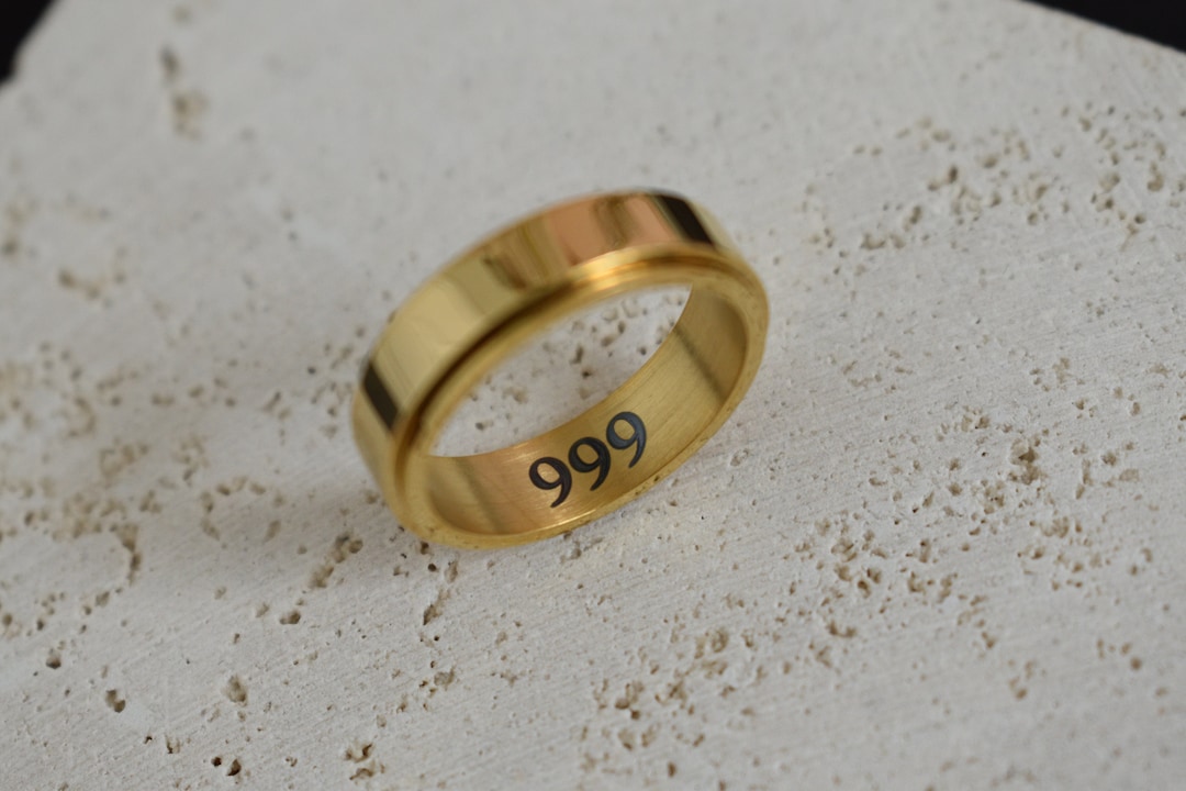 Gold Filled Fidget Rings, Angel Number Engraving Spinner for Women