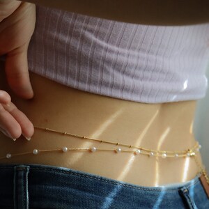 Gold Filled Bauch Kette Tanz Taille Plus Size Perlen Kette Frauen Paper Link Figaro Körperschmuck Bikini Pool Ketten mit baumeln Weihnachtsgeschenk Bild 5