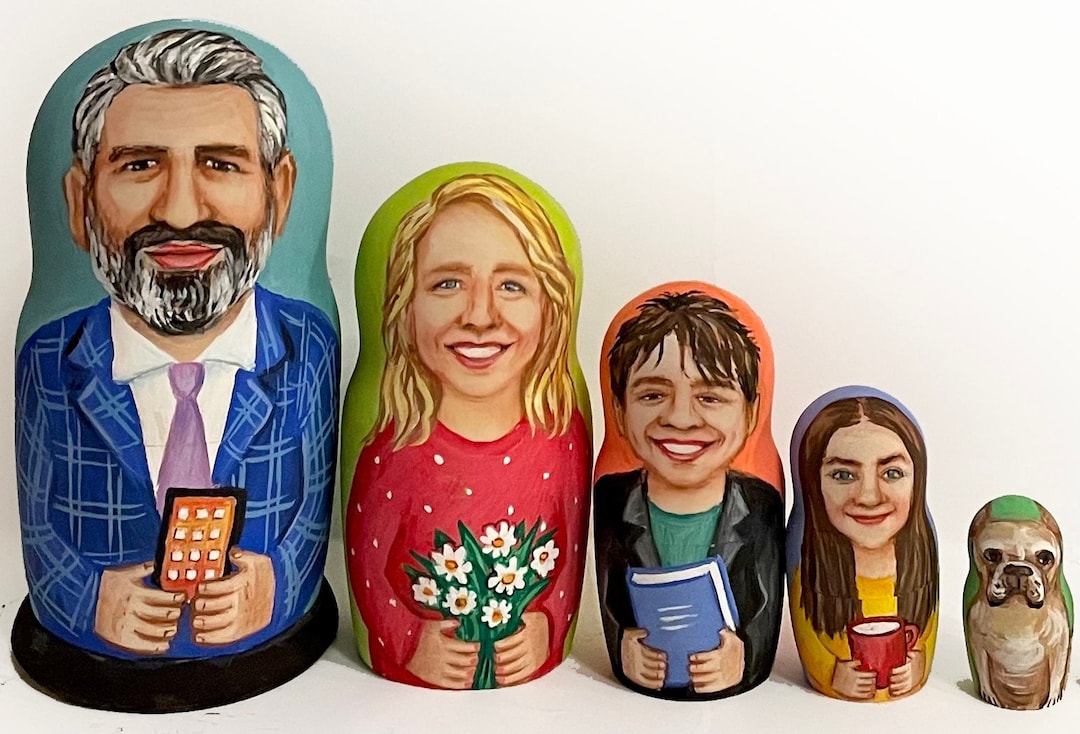 Custom Nesting Set of 5 Portrait Nesting Doll From Photo Etsy