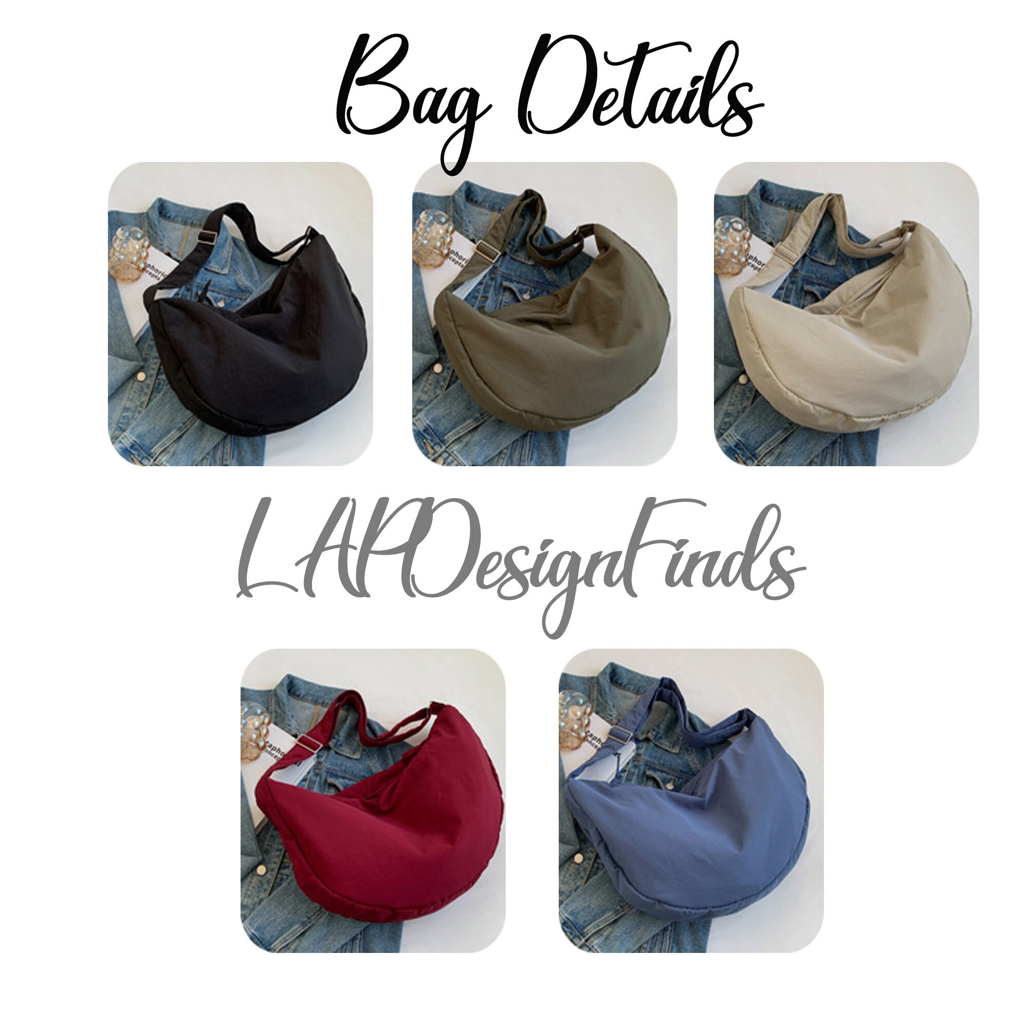 Extra Large Crossbody Bag/minimalist Crescent Bag/nylon Etsy