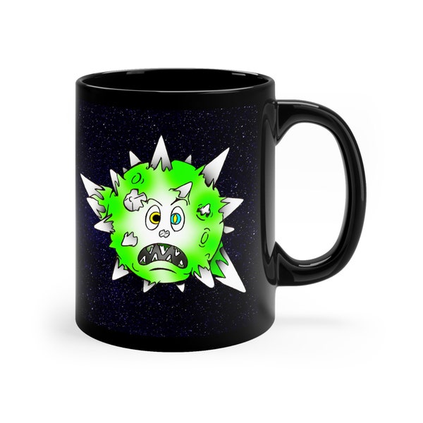 Moon Coffee Mug, LOONARTICS Collection, MEAN PEAK Moon, Original Outer Space Ship Spikes Galaxy Planets Stars 11oz Cup