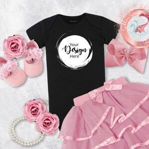 Black Baby Bodysuit Mockup, Baby Girl Mockup, Baby Mockup, Onesie® Flat Lay, Onesie® Mockup