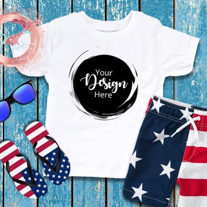 Kids White T-Shirt Mockup, Toddler Shirt Mockup, Boys SVG T-Shirt Mockup, Bella Canva 3001 Child T-Shirt Flat Lay, Toddler Flat Lay Tee
