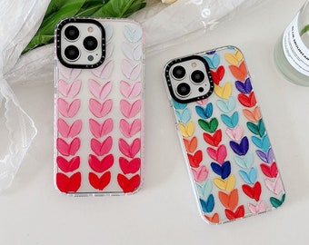 Colorful heart cute phone case iPhone 15 14 13 12 11 ProMax Case iPhone 13 12mini Case iPhone Xs Max XR Case iPhone 7 8 14Plus Case SE2020