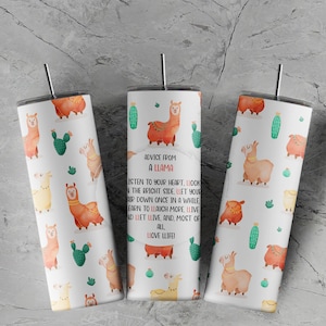 20oz LLAMA skinny tumbler Design Template for Sublimation - Full Tumbler Wrap - PNG Download - Advice from LLAMA Tumbler design download