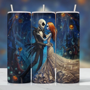 Scary Movie Nightmare Tumbler Wrap, Halloween Tumbler, Jack And Sally Full Tumbler Wrap, Sublimation Design,Boo bash, Jack sally Skellington
