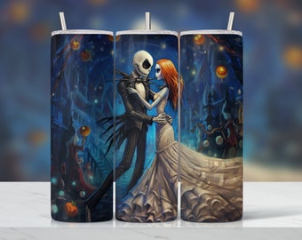 Scary Movie Nightmare Tumbler Wrap, Halloween Tumbler, Jack And Sally Full Tumbler Wrap, Sublimation Design,Boo bash, Jack sally Skellington