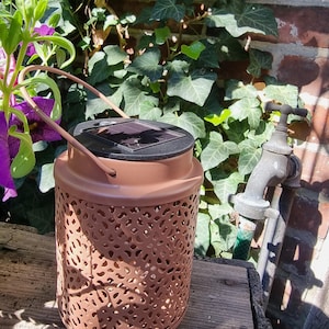 Solar Lamp Garden Lantern for Hanging Metal with Ornaments