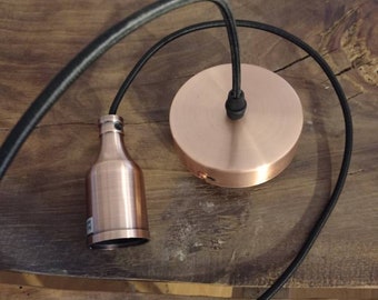 Pendant lamp, copper-colored, E27 socket, counter lighting