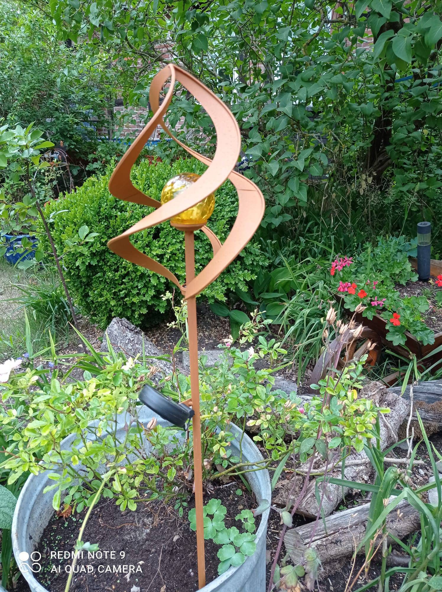 Solar Windspiel Mit LED-Lichtern Für Garten – Farbwechselnde Glaskugel, 154 Cm Höhe