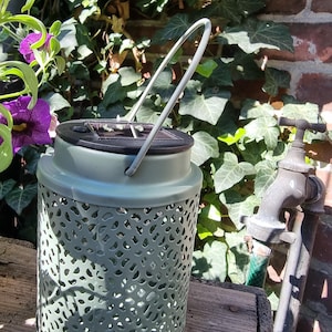 Solar Lamp Garden Lantern for Hanging Metal with Ornaments