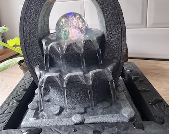 Grey indoor fountain with RGB LED lighting