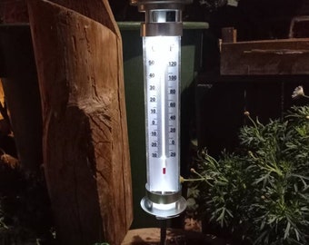 Lampe solaire de jardin, thermomètre, lumière de température