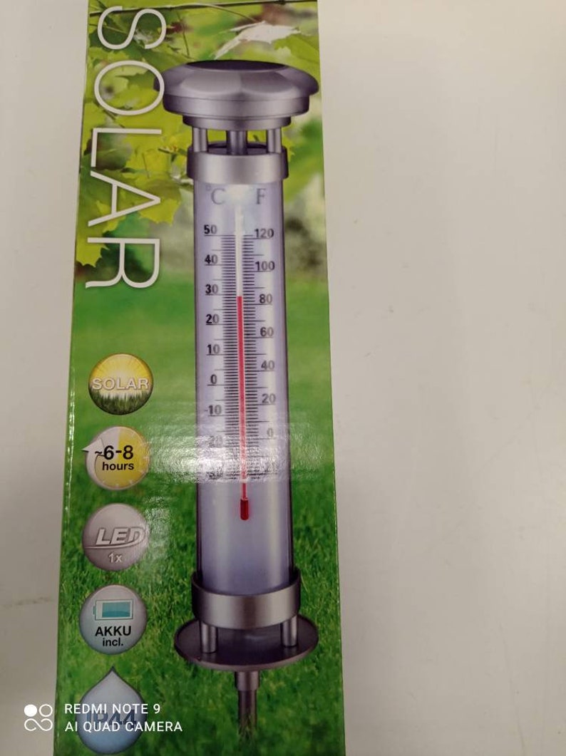 Gartensolarlampe Thermometer Temperatur Licht imagem 4