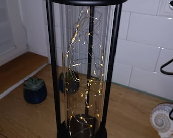 Large lantern round glass metal fairy lights solar