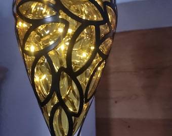 Solar lamp garden lantern for hanging metal with ornaments