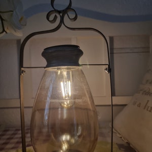 Solar lamp garden nostalgia lantern glass amber