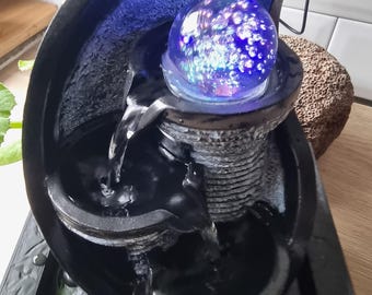 Black indoor fountain with RGB LED lighting
