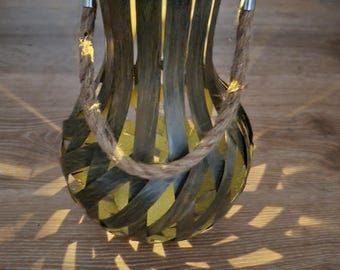 Solar garden lantern, metal, tropical