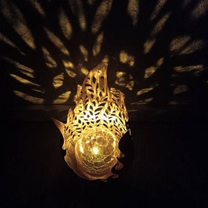 Solar lamp garden gold leaf table decoration