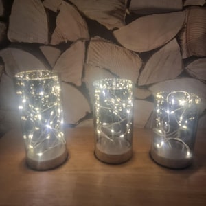 Tisch Deko Glas Lichterkette Rund Leuchtend 3erSet