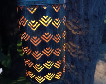 Solar lamp garden lantern for hanging metal with ornaments