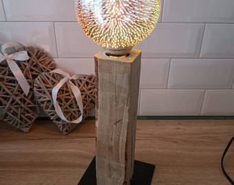 Tischlampe Holz Unikat Rustikal