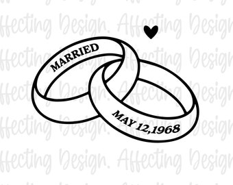 Anillos de boda#2 Anillos de boda SVG, producto personalizable, PERSONALIZADO, Anillos svg, Boda svg, eps, dxf, png, archivo cortado