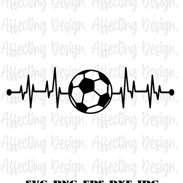 Heartbeat Soccer, Football Svg. Vector Cut file for Cricut, Silhouette, Pdf Png Eps Dxf, Decal, Sticker, Vinyl, Pin