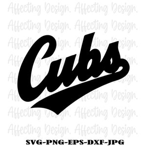 Cubs Baseball Svg, Go Cubs Svg, Retro Sports Jersey Font, Cubs Team Logo. Vector Cut file Cricut, Silhouette, Pdf Png Dxf Eps.