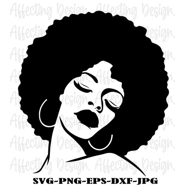 Afro girl, Afro woman,Afro lady, Strong woman svg, Black woman, Printable file, Sublimation file, File for print, File for cuting,