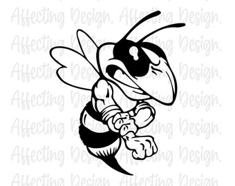 Hornet Bee Mascot SVG & JPEG Instant Download Digital Download File Cuttable,Sports, Wasp, Football, Basketball, Bumblebee, School, College