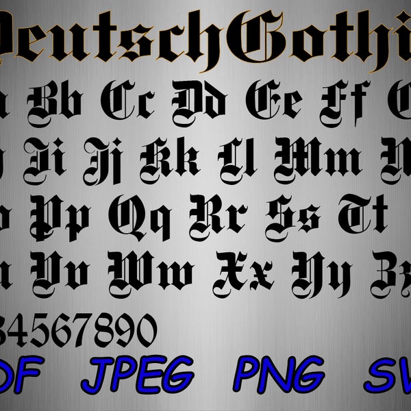 Deutsch Gothic Alphabet, Svg Schrift, Svg Black Letters, Customize Gift Svg, Vinyl Cut File, Svg, Gothic Schrift Druckbare Design Dateien, Alte Schriftart